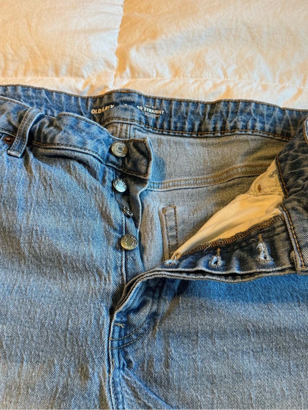 Old Navy Light Blue Straight-Leg Button-Fly Jean Shorts